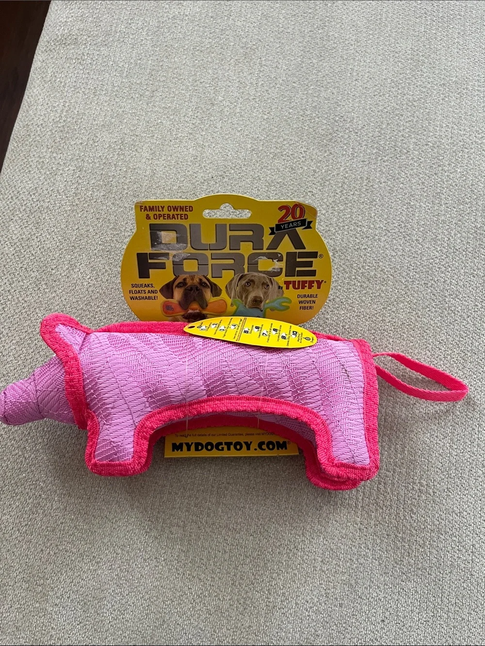 Durable Pink Dog Tug Toy by DuraForce Tuffy - Reinforced Plush